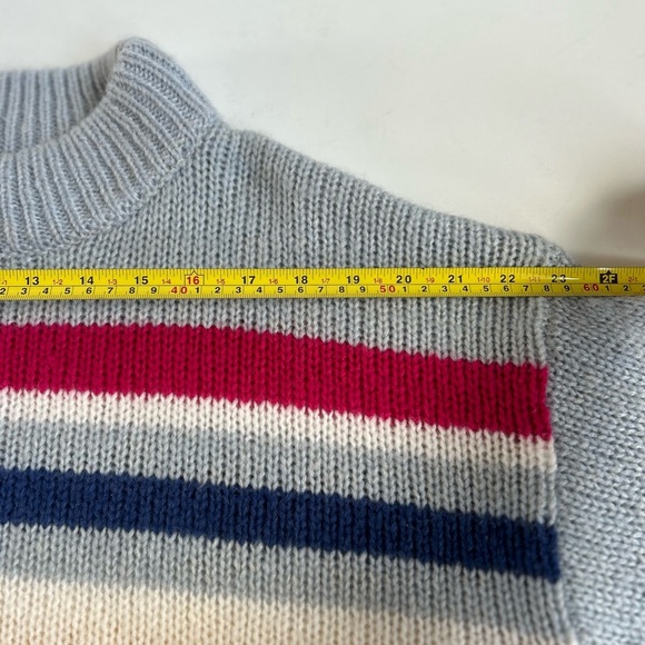 Rebecca Minkoff Brittany pale blue multi stripe mock neck wool blend sweater - Picture 16 of 16
